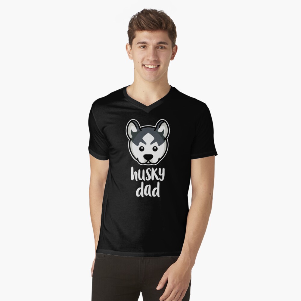 Husky Dad Kawaii Dog Owner V-Neck T-Shirt