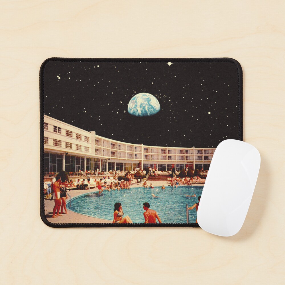 Lunar Pool Life - Retro-Futuristic Holiday Resort, Science Fiction Collage Mouse Pad