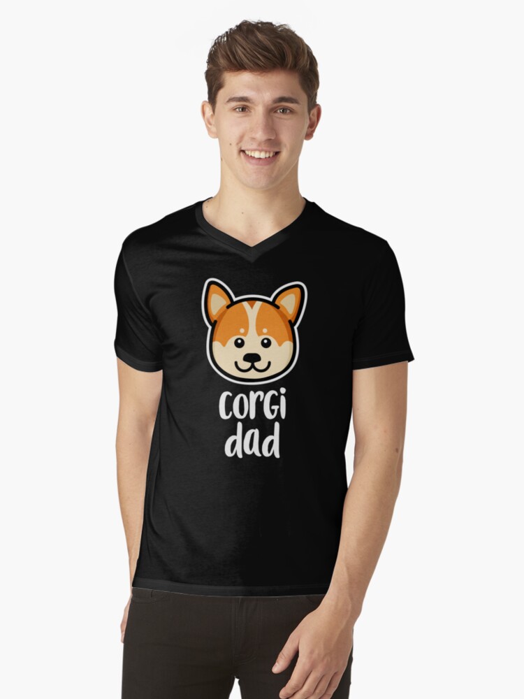 Thumbnail 1 of 3, V-Neck T-Shirt, Corgi Dad Kawaii Dog Owner designed and sold by brandoseven.