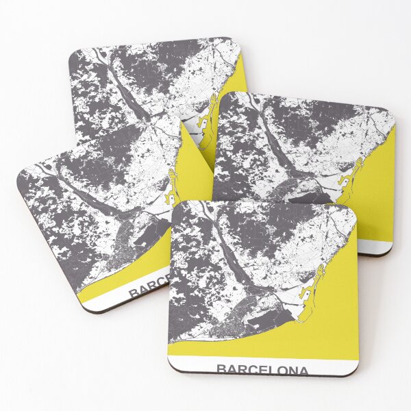 Item preview, Barcelona Spain Map Art blue yellow designed and sold by EpicMaps.