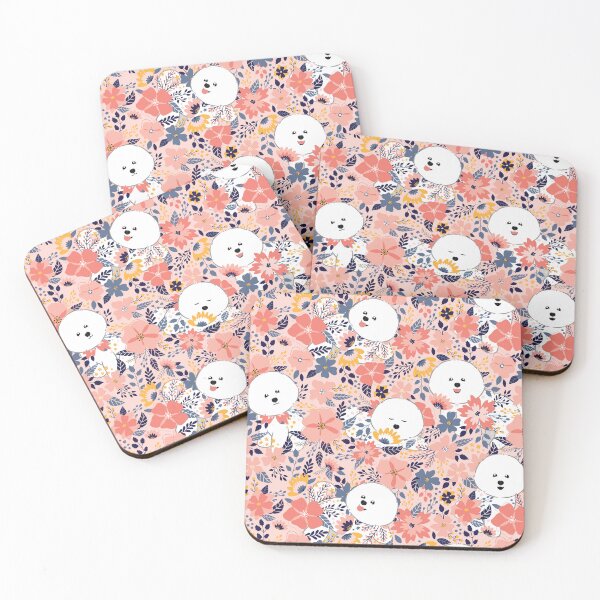 Item preview, Cute Bichon Frise Garden - Pink Background designed and sold by Lulupainting.