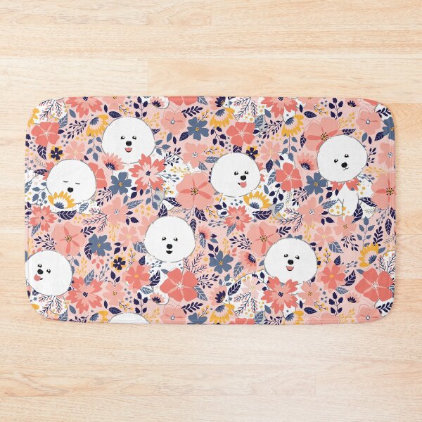 Item preview, Cute Bichon Frise Garden - Pink Background designed and sold by Lulupainting.