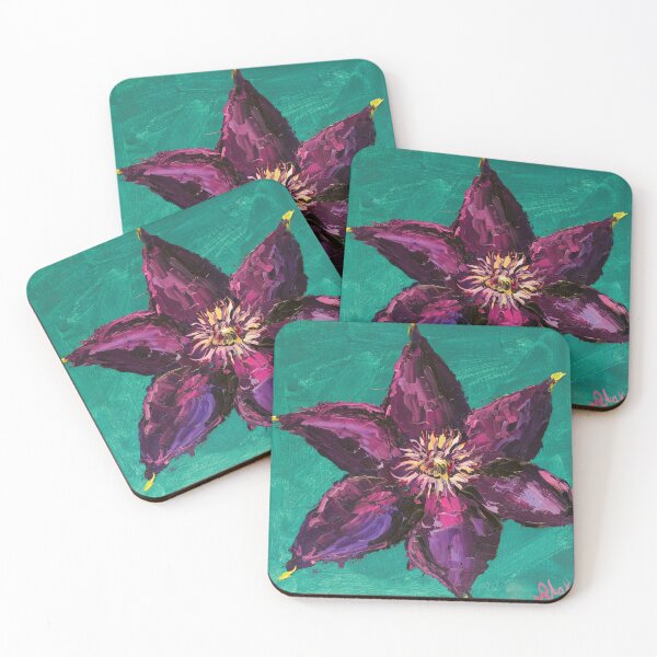 Item preview, Purple Clematis Flower Oil Painting Print designed and sold by NatalyMak.