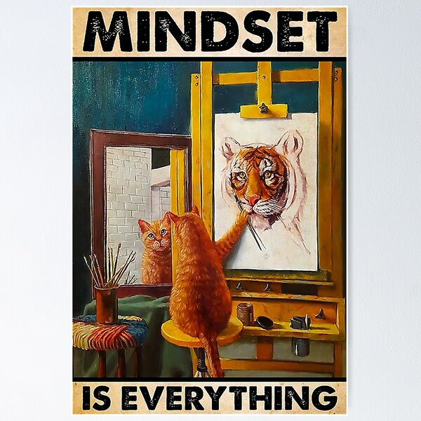 Vista previa del artículo con la obra «Pintar gato Mindset lo es todo», diseñado y vendido por KinstleHawa.