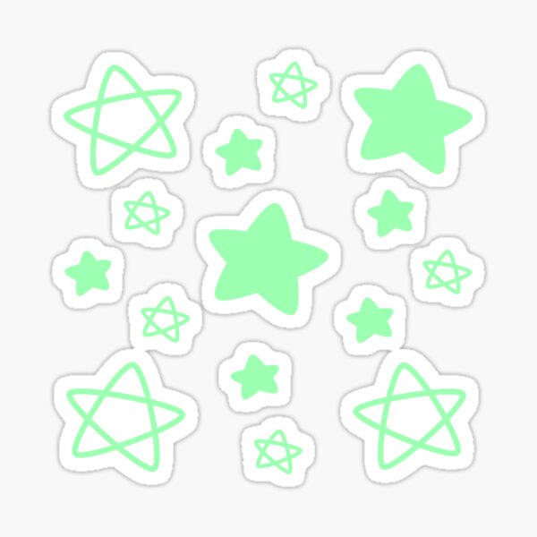 Item preview, multiple doodle star sticker pack (green)  designed and sold by GreenGeckyGecko.