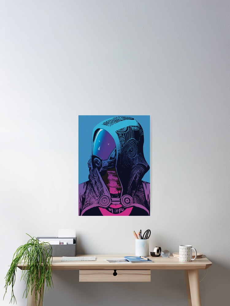 Thumbnail 2 of 3, Poster, Tali'Zorah from Mass Effect pop art inspired portrait designed and sold by picapicaDesign.