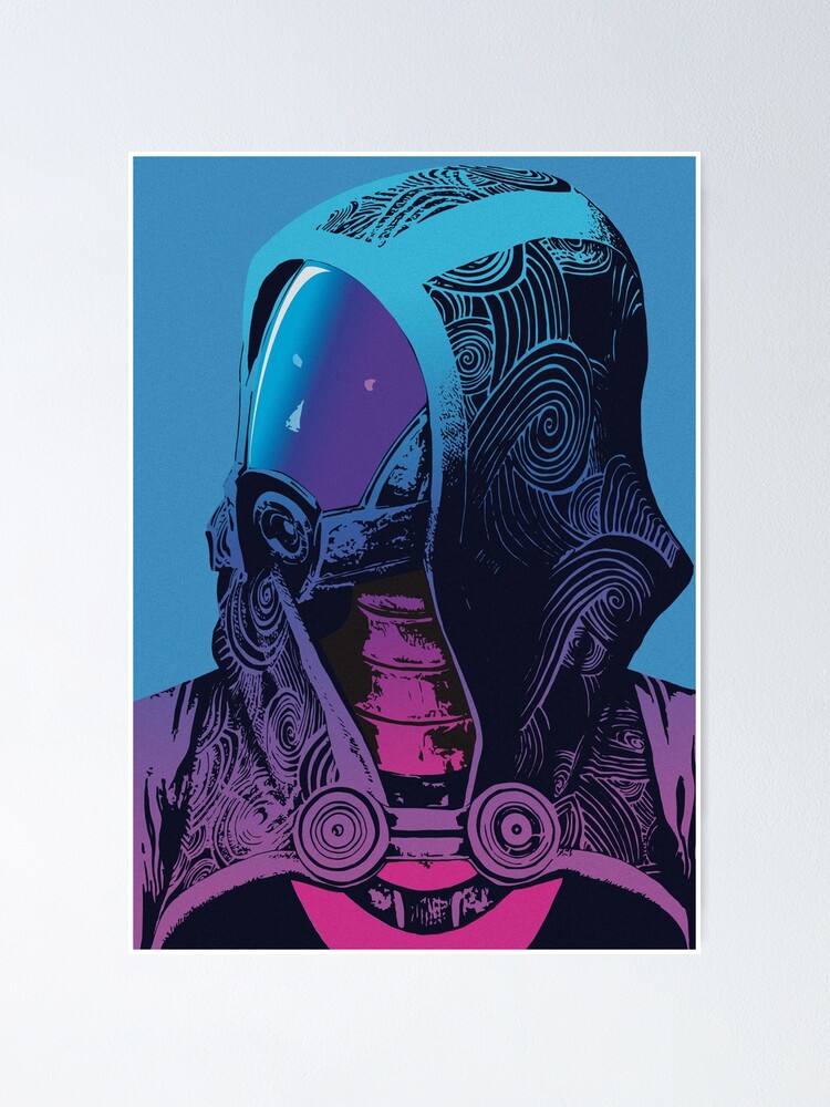 Thumbnail 1 of 3, Poster, Tali'Zorah from Mass Effect pop art inspired portrait designed and sold by picapicaDesign.