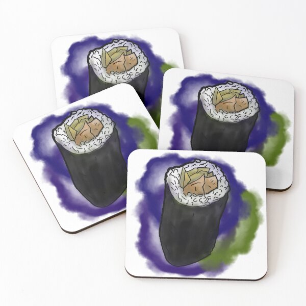 Item preview, Sushi roll - colourful ink splatter background - watercolour designed and sold by Dopamine Dumpster.