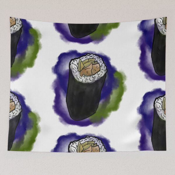 Item preview, Sushi roll - colourful ink splatter background - watercolour designed and sold by Dopamine Dumpster.