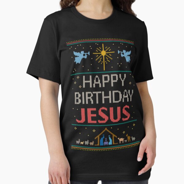 Item preview, Ugly Christmas Sweater - Knit by Granny - Happy Birthday Jesus - Religious Christian - Colorful designed and sold by 26-Characters.