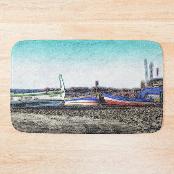 Item preview, Pencil effect of 3 boats on a beach in Benidorm mainland Spain. designed and sold by PicsByTony.