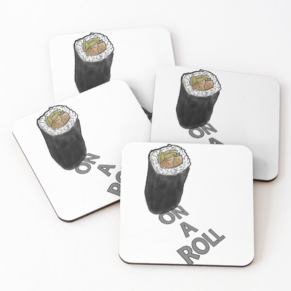 Item preview, On a roll - Sushi roll  - watercolour - graphic text - word play designed and sold by Dopamine Dumpster.