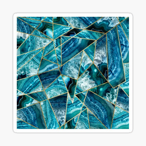Item preview, Turquoise Navy Blue Agate Black Gold Geometric Triangles designed and sold by Blkstrawberry.