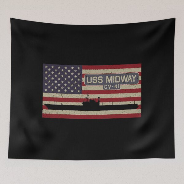 Item preview, USS Midway CV-41 Aircraft Carrier Ship Vintage American Flag Gift T-Shirt designed and sold by DianaChloe.