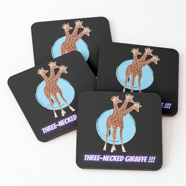 Item preview, Three-necked giraffe  (blue circle, in black) designed and sold by CosmicStory.