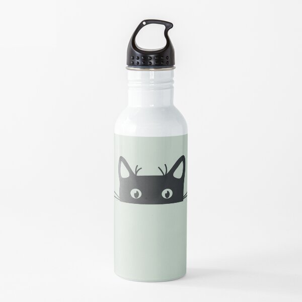 Cute Funny Black Peeking Cat Water Bottle