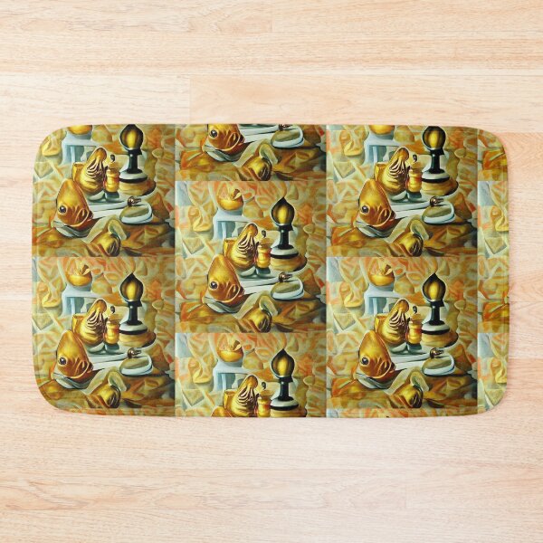 Item preview, AI generated image: gold fish playing chess, oil on canvas designed and sold by Mmark94.