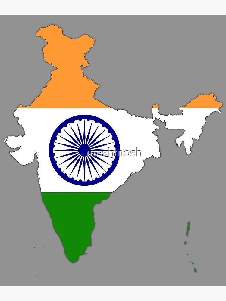 Indian Flag Inside Map Of India Poster By Mashmosh Redbubble 1748