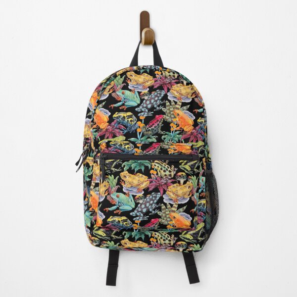 Item preview, Tropical rain forest colorful frogs design - black designed and sold by janeferwong.