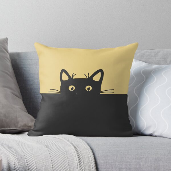 Funny Cat Peeking Out Throw Pillow