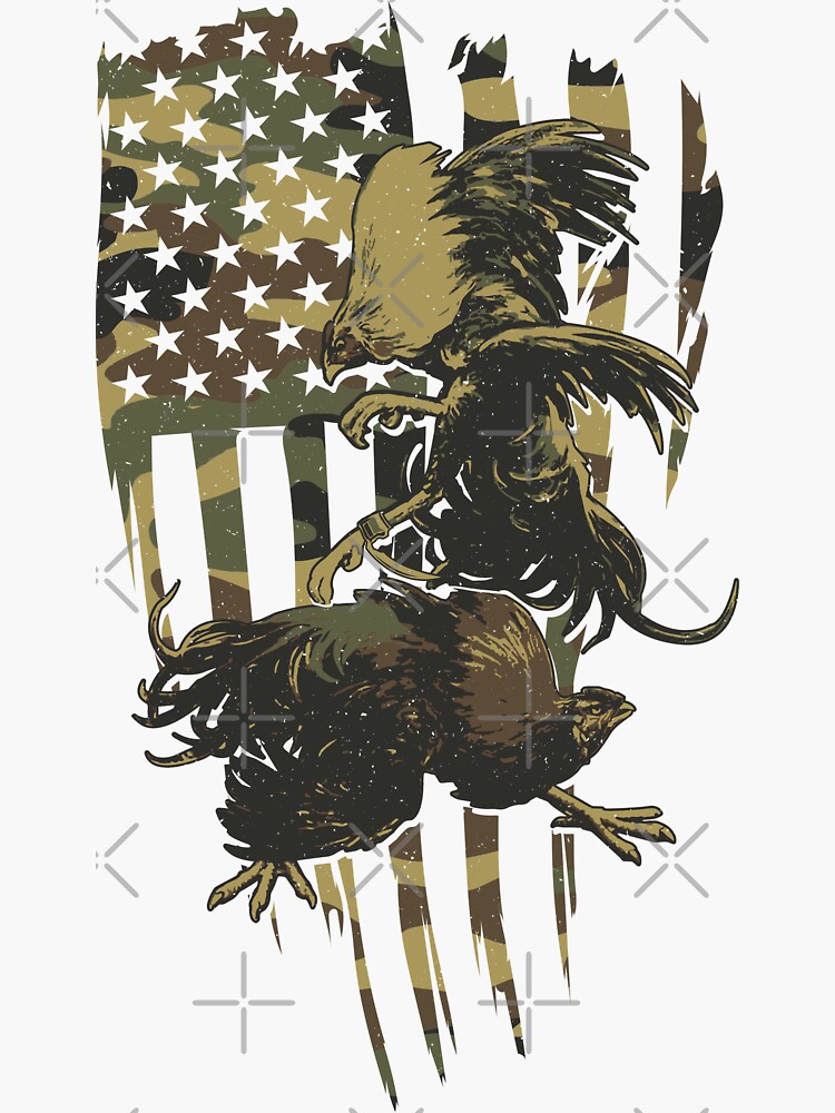 US Flag Cock Fight Game Fowl Sticker for Sale by Daily Grind 19