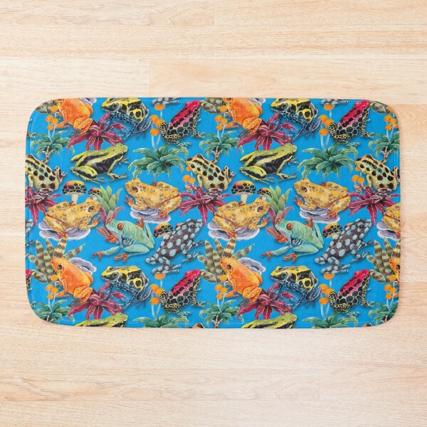 Item preview, Tropical rain forest colorful frogs design - blue designed and sold by janeferwong.