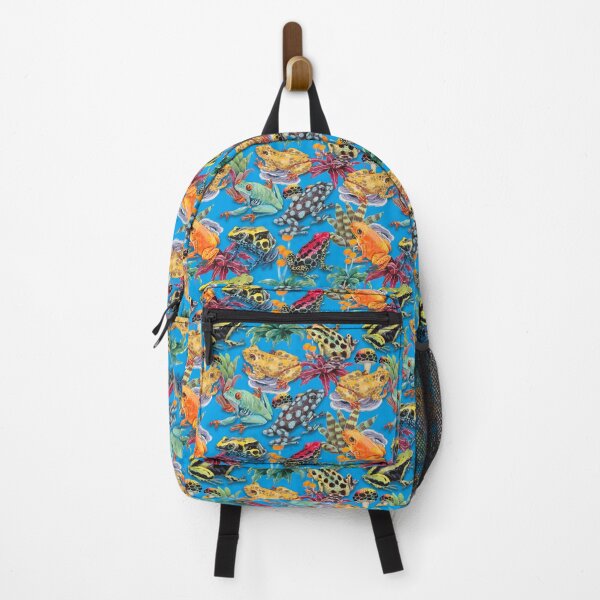 Item preview, Tropical rain forest colorful frogs design - blue designed and sold by janeferwong.