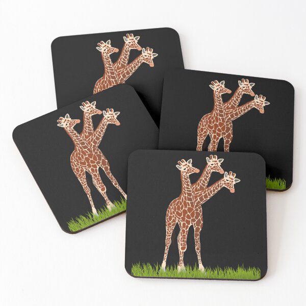 Item preview, Three-necked giraffe  (grass edition, in black) designed and sold by CosmicStory.
