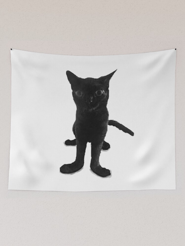 Black Cat Pfp Meme Funny Tapestry Large Fabric Wall Tapestry