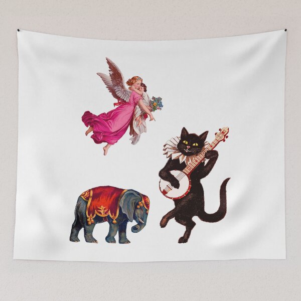 Item preview, vintage Victorian cat and elephant and two angel  designed and sold by Saif6X.