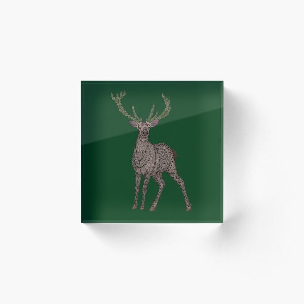 Stag on hunter green Acrylic Block