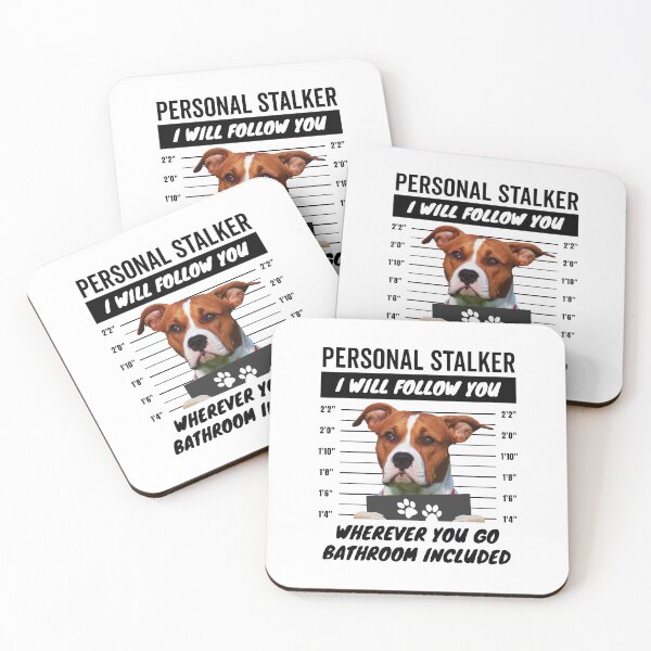Item preview, Personal Stalker Dog – White Red American Staffordshire Terrier designed and sold by More Cute Dogs.