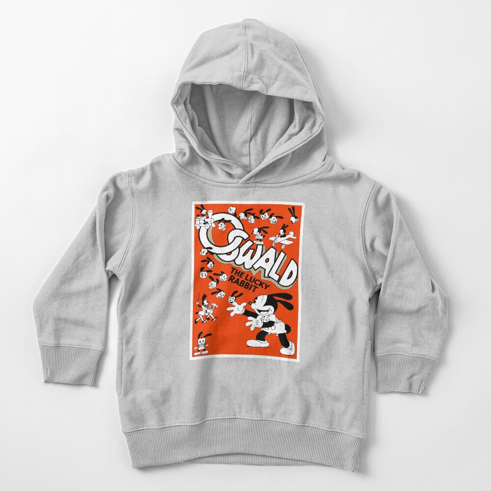 OSWALD RABBIT : Vintage Lucky Rabbit Cartoon Abstract Character Print Toddler Pullover Hoodie