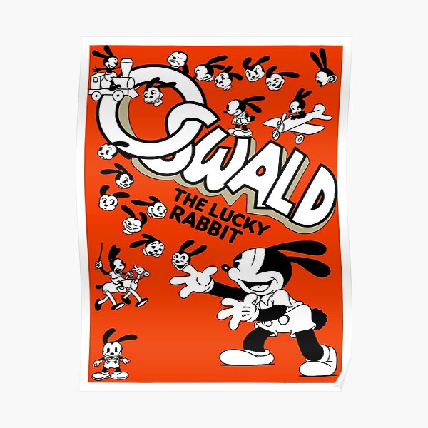 "OSWALD RABBIT : Vintage Lucky Rabbit Cartoon Abstract Character Print