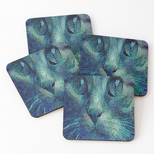 Item preview, Blue green cat Illustration premium design designed and sold by truemoneyman.