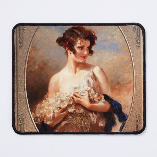 Item preview, Dame Mit Margeritenstrauß by Leopold Schmutzler Remastered Xzendor7 Classical Art Old Masters Reproductions designed and sold by Xzendor7 Digital Art Creations.