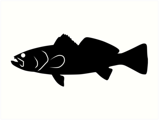 Download "Sea Trout Fish Silhouette (Black)" Art Prints by ...