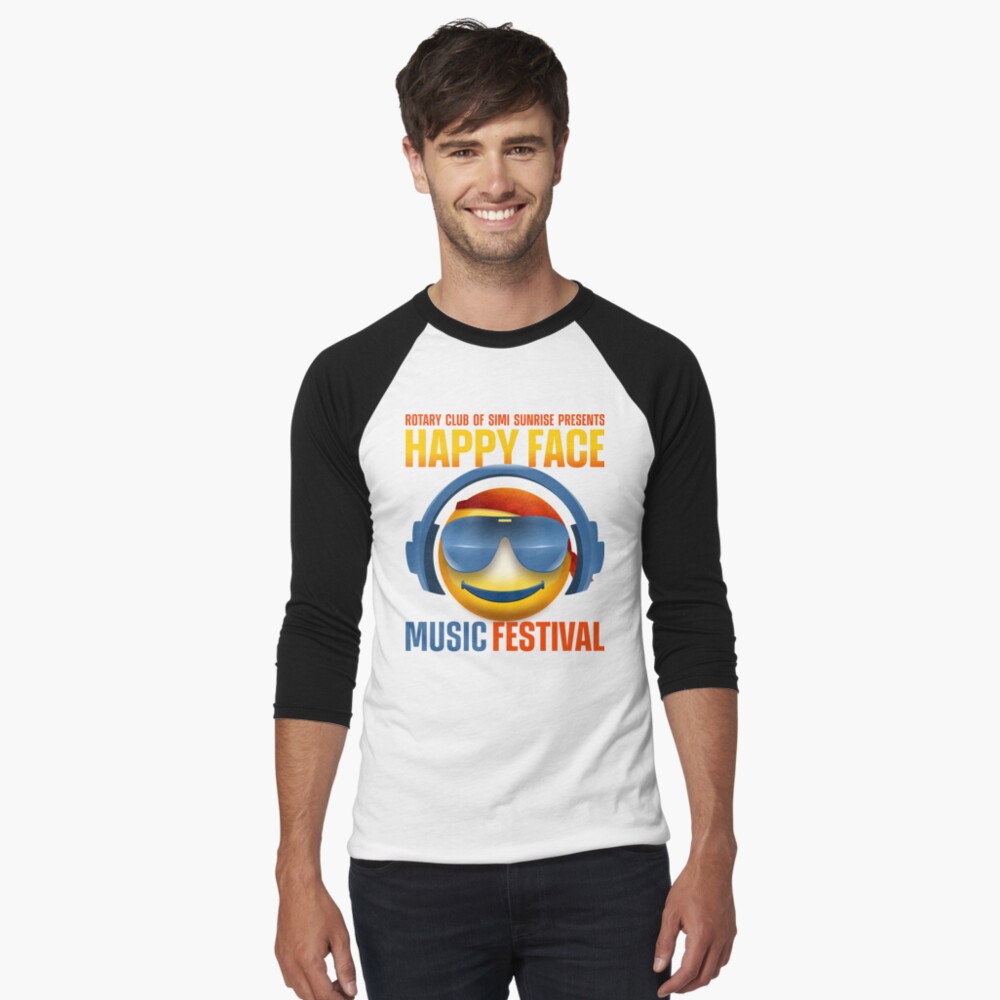 Simi Valley Happy Face Music Festival Baseball ¾ Sleeve T-Shirt