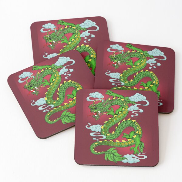Item preview, Chinese Dragon - Green on Red designed and sold by MagicMama.