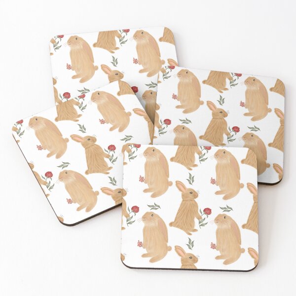 Item preview, Bunnies with peonies designed and sold by Lilac Blooms Designs.