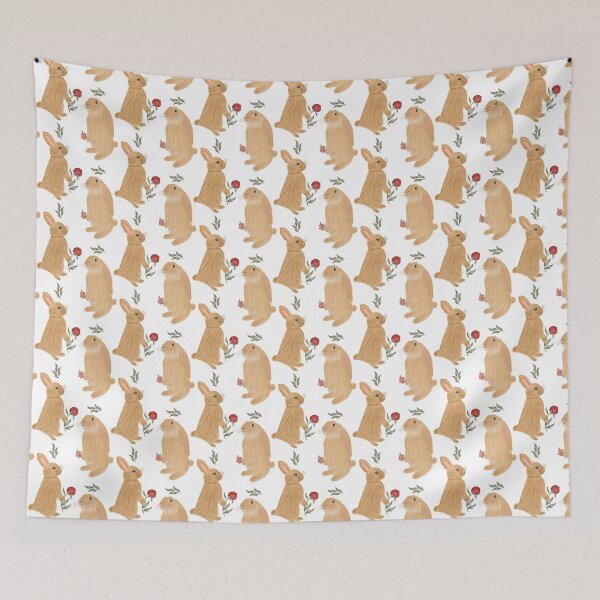 Item preview, Bunnies with peonies designed and sold by Lilac Blooms Designs.