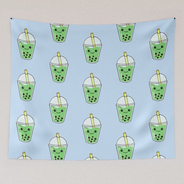 Item preview, Matcha Boba Milk Tea with Kawaii Face designed and sold by Toshi and Co..