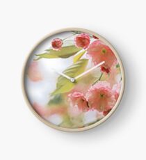 Pink and Green Pastel Flowering Tree Branch Clock