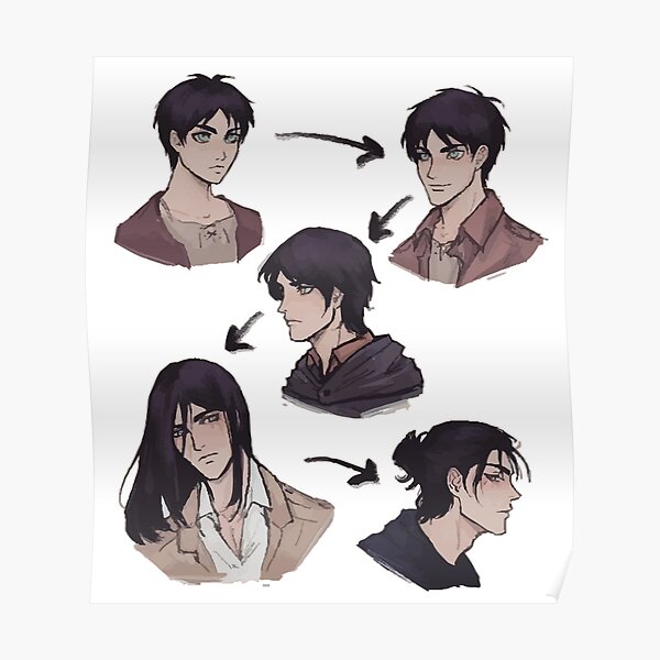 Eren Yeager Hair Posters For Sale Redbubble