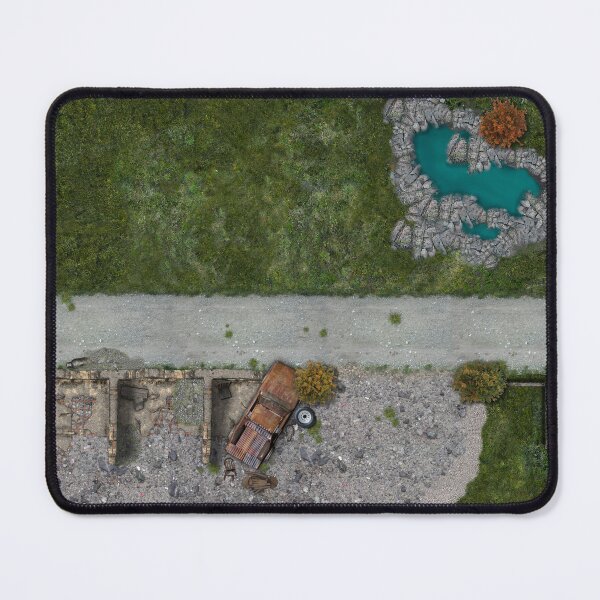 Item preview, Modern Ruined Gas Station: Table Top Gaming Battle Mat for Miniatures designed and sold by Paul David Wilson.