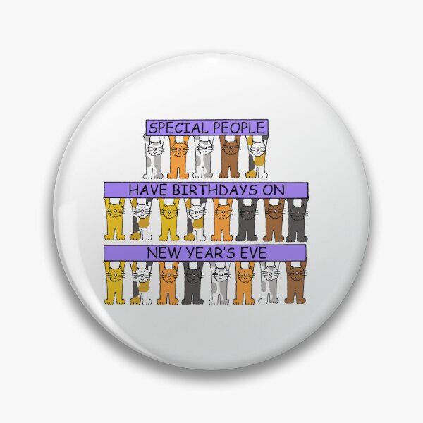 Item preview, December 31st Birthday Cartoon Cats Holding Up Banners designed and sold by KateTaylor.