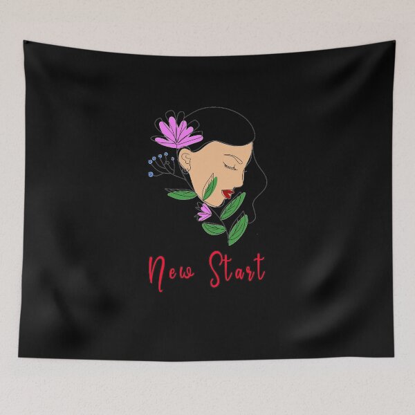 Item preview, New Start, Draw, One Line, With Roses and a Beautiful Girl's Face. designed and sold by ZEGO-Pixel.
