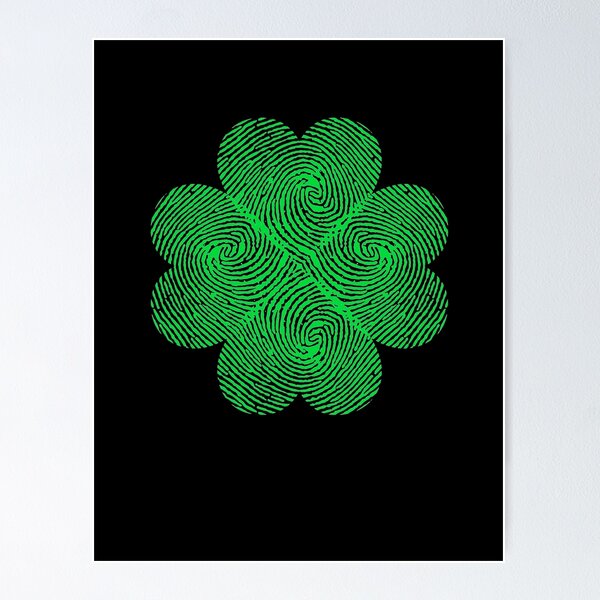Item preview, Fingerprint Four Leaf Heart Clover Graphic Design designed and sold by Schrodinger's  Clothing.