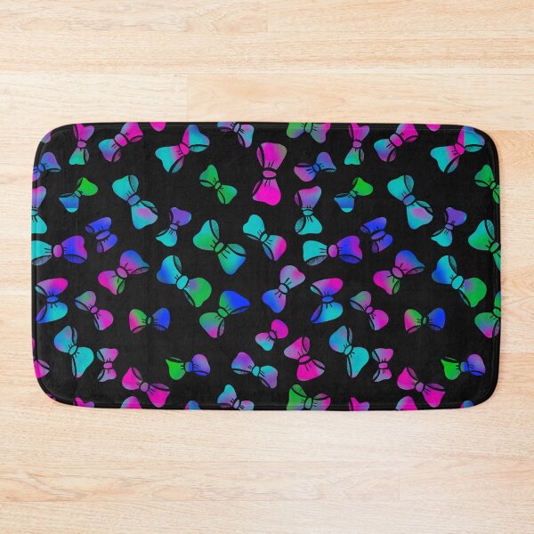 Item preview, Rainbow glow neon bow repeating pattern designed and sold by MGuyerArt.
