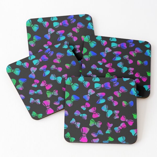 Item preview, Rainbow glow neon bow repeating pattern designed and sold by MGuyerArt.